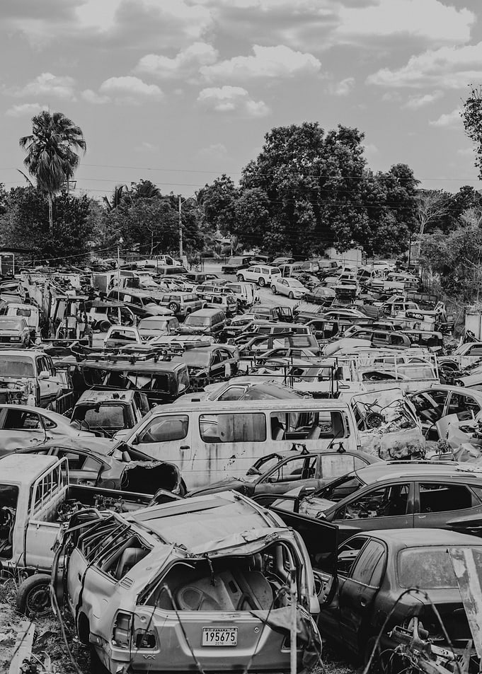 Black and White Car Graveyard