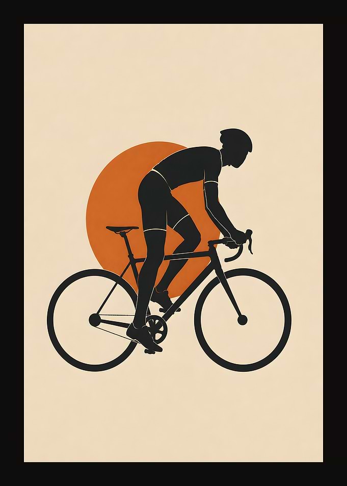 Minimalist Road Cycling Sunset Silhouette