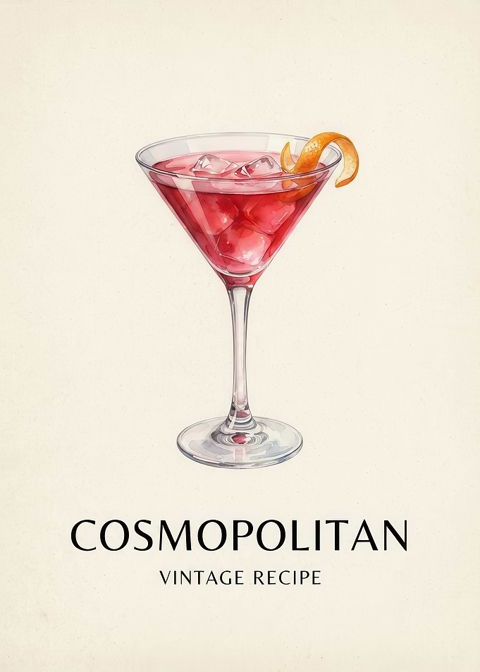 Cosmopolitan Cocktail Vintage Poster