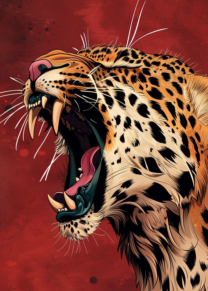 Roaring Leopard Digital Illustration
