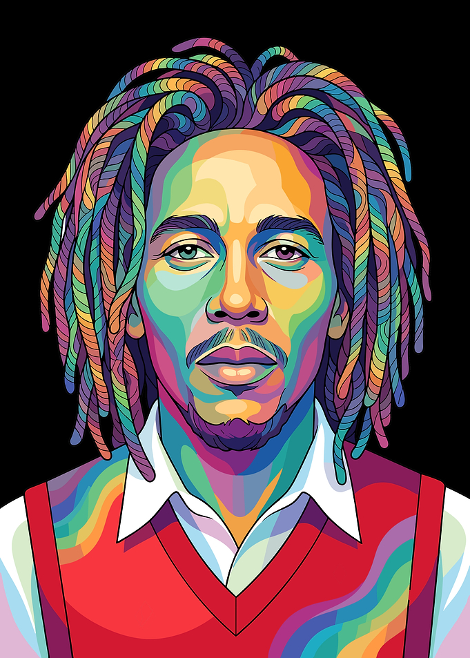 Colorful Pop Art Portrait of Bob Marley