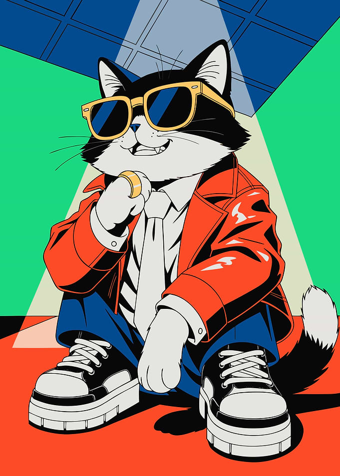 Cool Tuxedo Cat in Streetwear