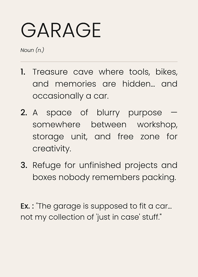 Dictionary Definition Print of Garage