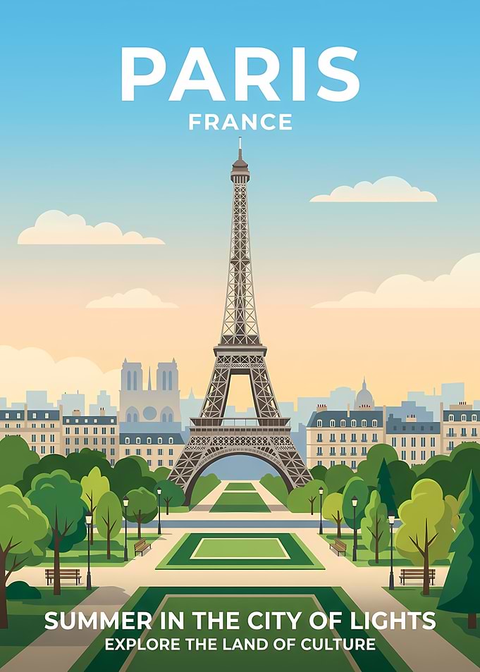 Paris France Travel Poster