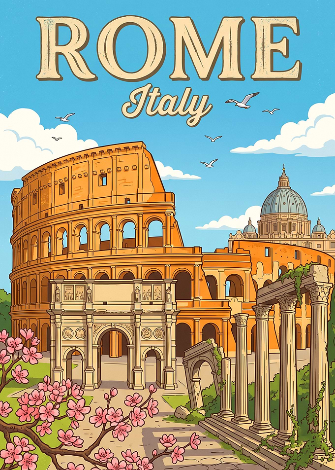 Vintage Travel Poster of Rome Italy