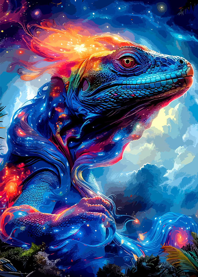 Cosmic Nebula Lizard Fantasy Art
