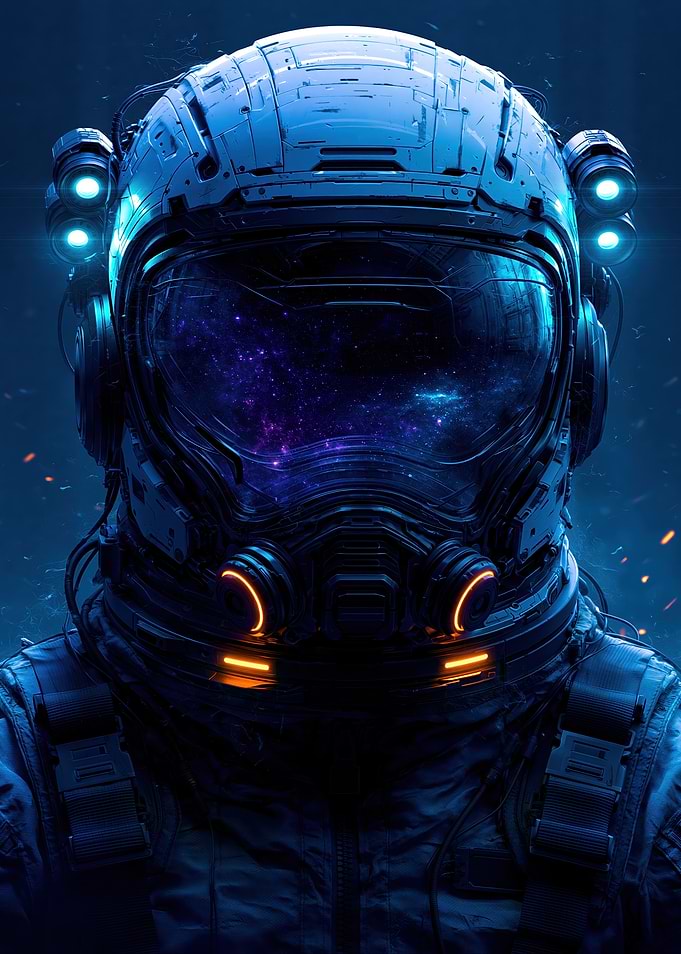 Futuristic Astronaut Helmet with Galaxy Visor