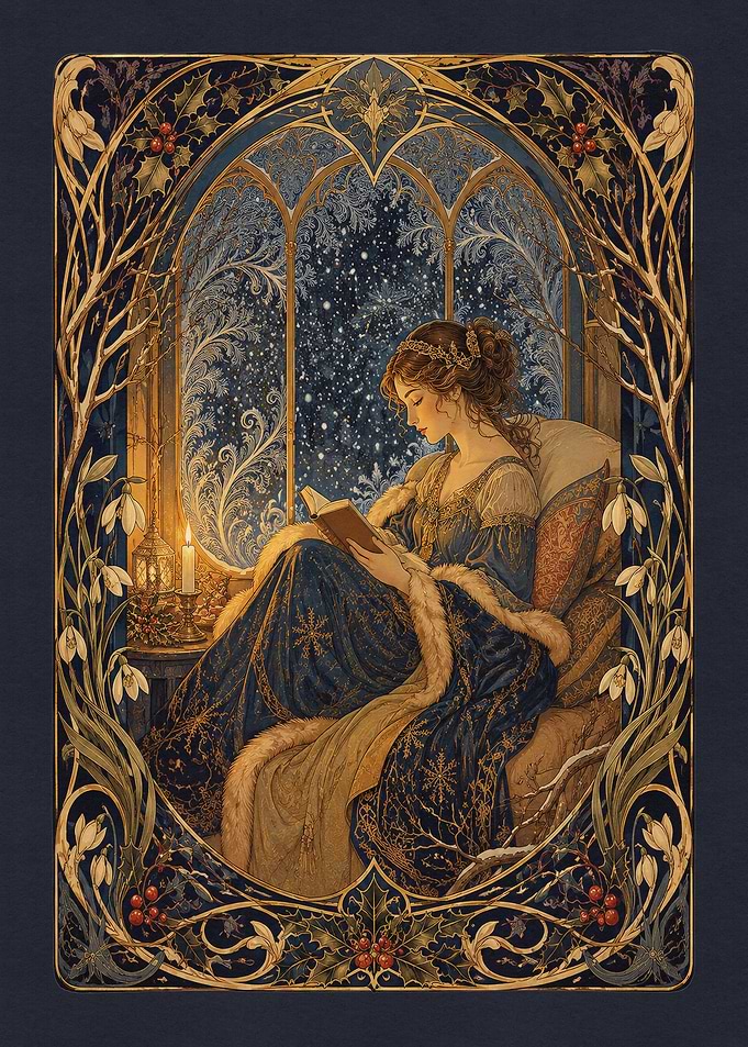 Woman Reading by Winter Window