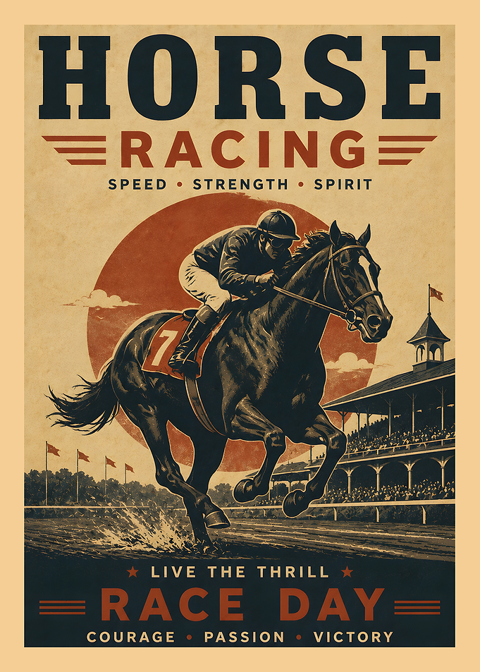Vintage Horse Racing Race Day Poster