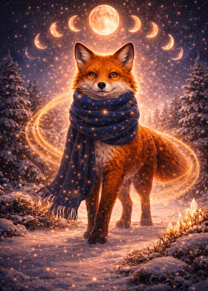 Magical Fox in Snowy Forest