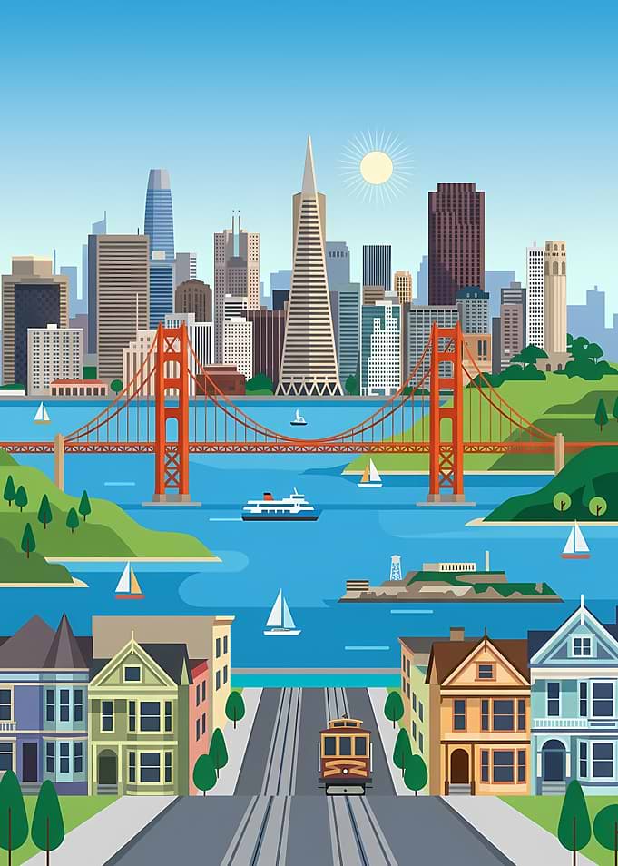 San Francisco Cityscape Illustration