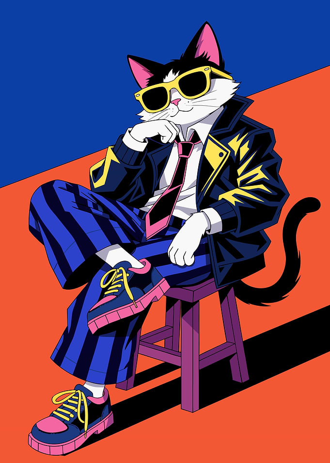 Cool Cat in Stylish Streetwear