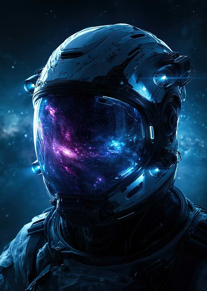 Astronaut Helmet with Galaxy Reflection