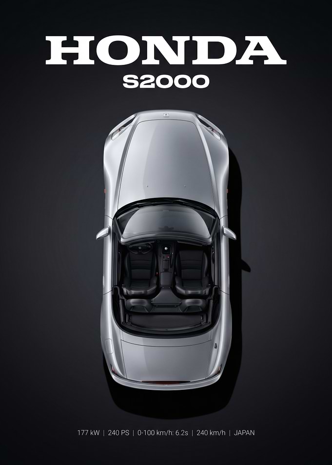Minimalist Honda S2000 Top View Poster