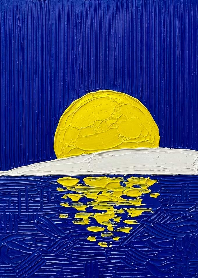 Textured Abstract Sun Over Water