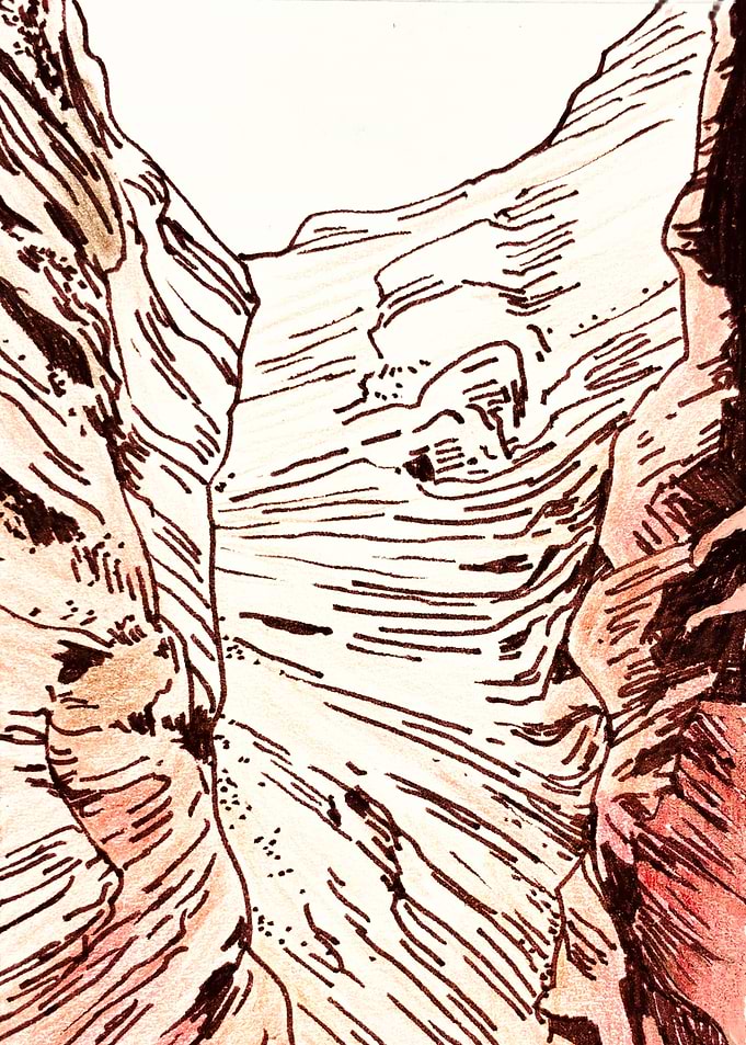 Hand-Drawn Canyon Landscape Sketch