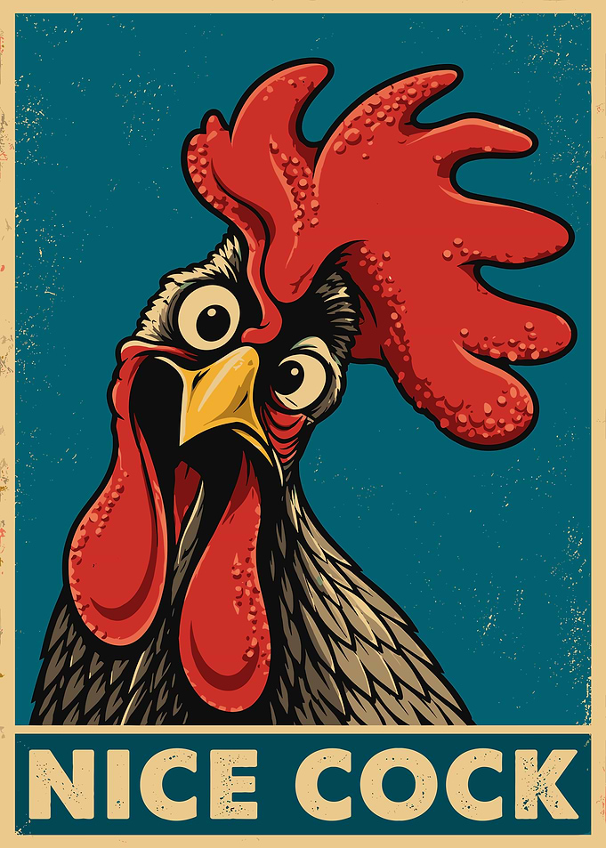Funny Retro Rooster Poster