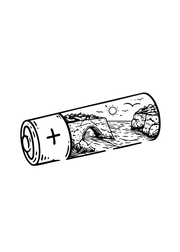 Battery Nature Landscape Line Art