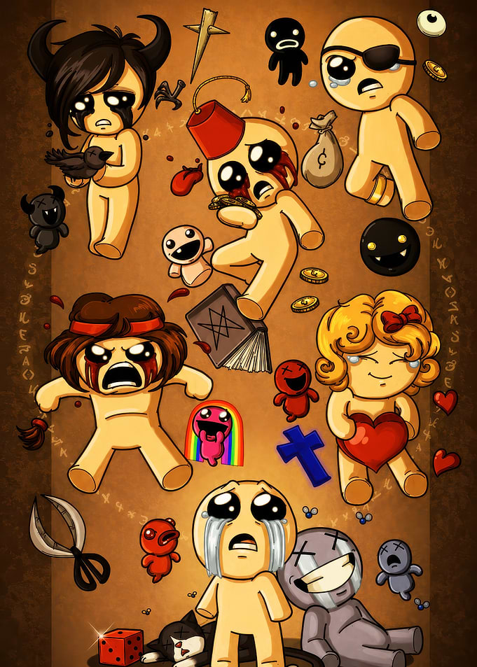 The Binding of Isaac Character Collage