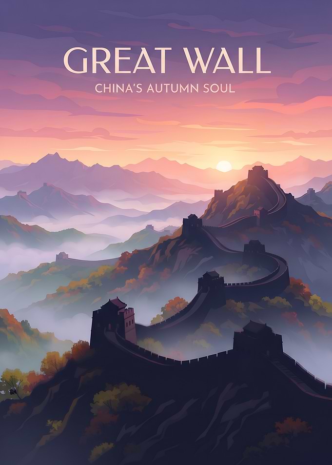 Great Wall of China Autumn Sunrise