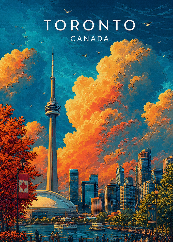 Toronto Canada Skyline Travel Poster