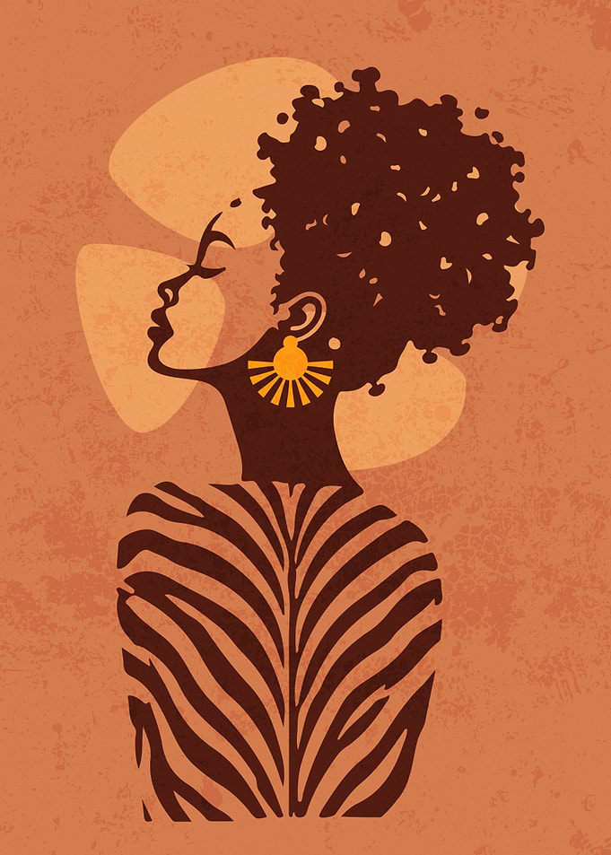 Abstract African Woman Zebra Print Art