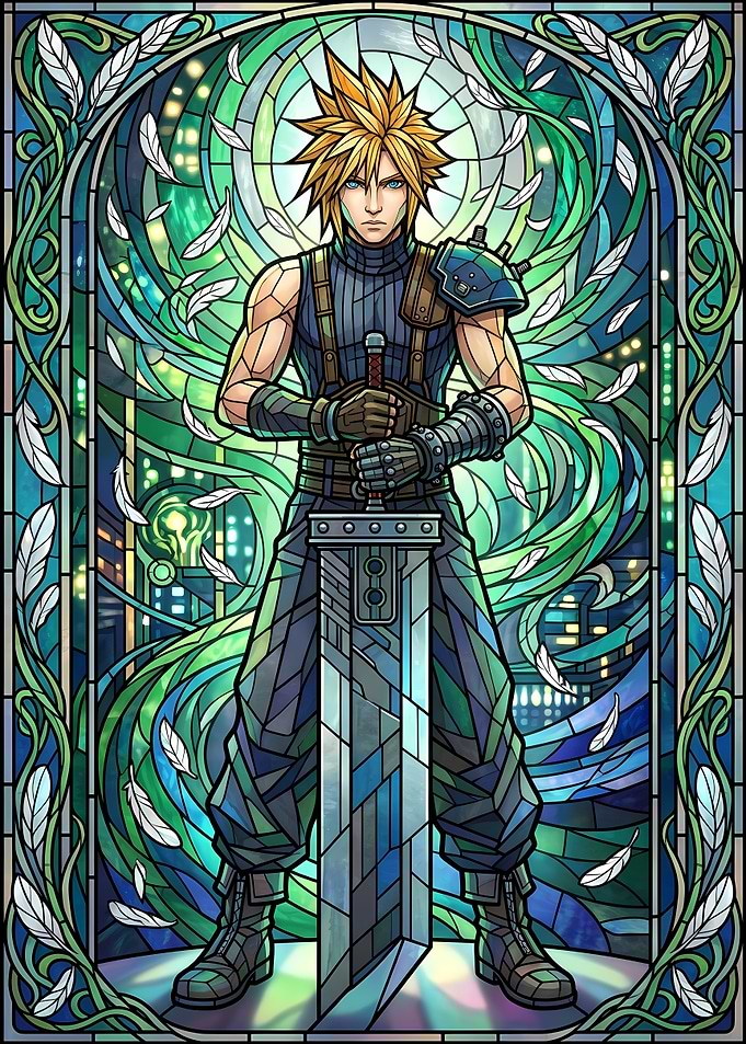 Cloud Strife Stained Glass Art