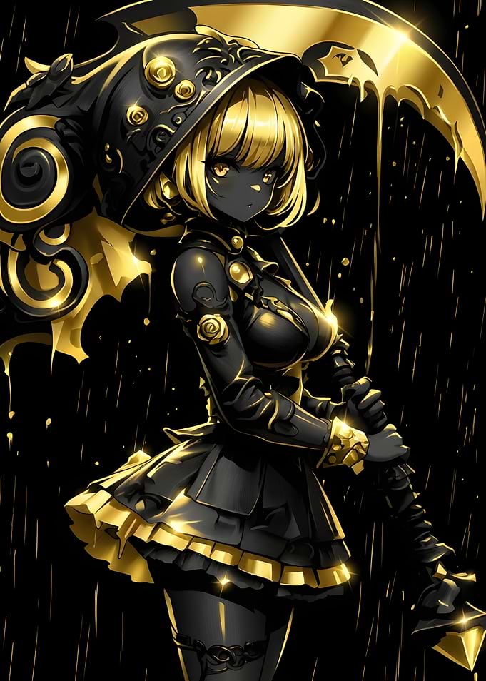 Golden Scythe Anime Reaper Girl