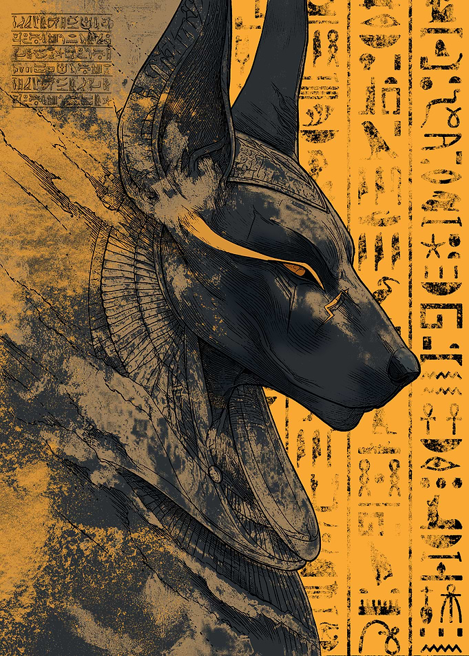 Anubis Egyptian God Profile Portrait