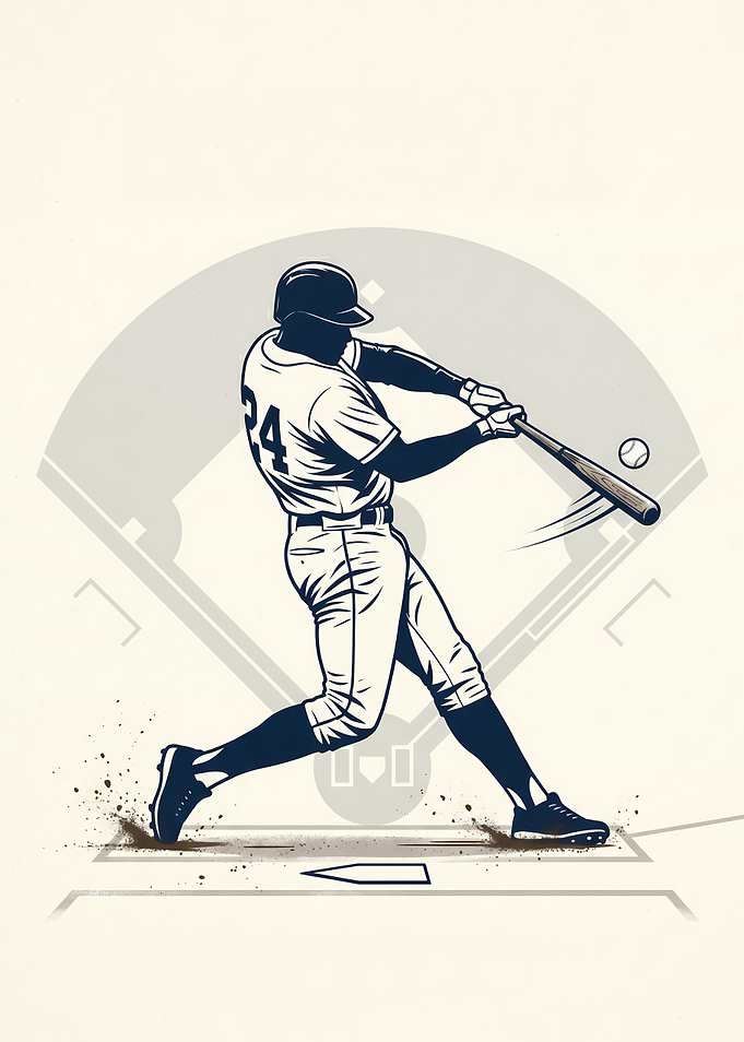 Baseball Player Swinging Bat Illustration