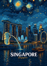Starry Night Singapore Cityscape Poster