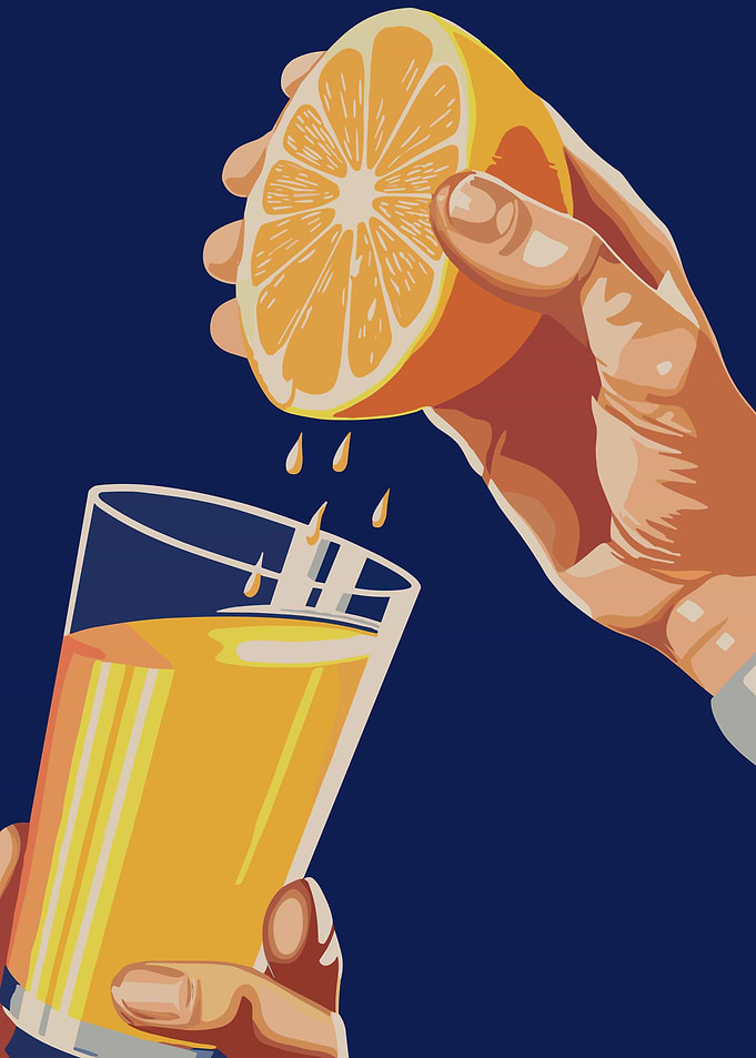 Squeezing Fresh Orange Juice Illustration