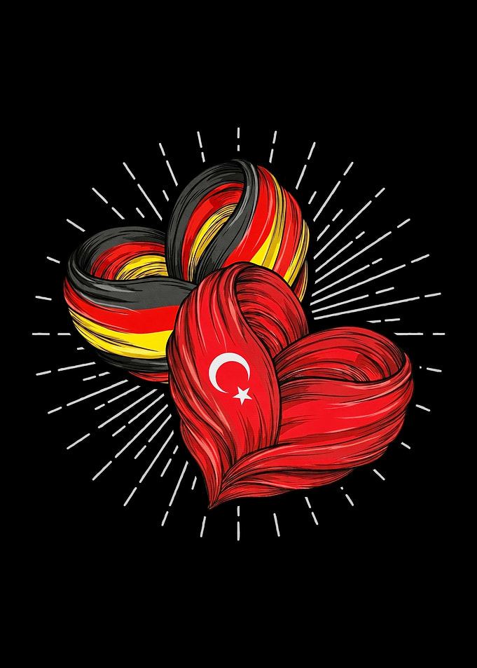German and Turkish Flag Heart Design