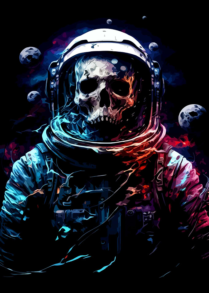 Skull Astronaut in Deep Space