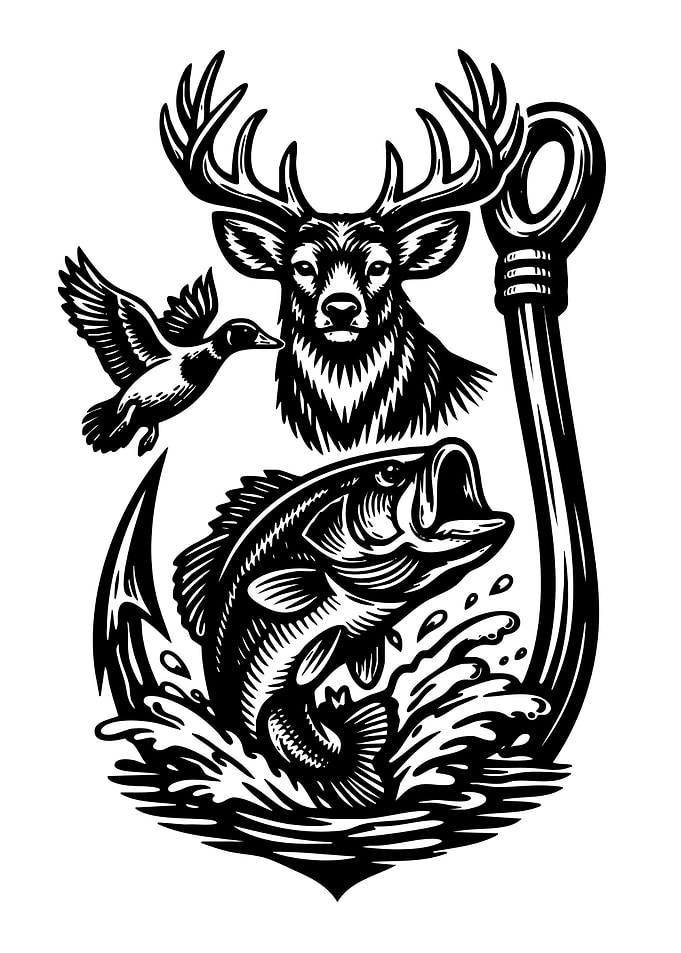 Hunting and Fishing Outdoor Emblem