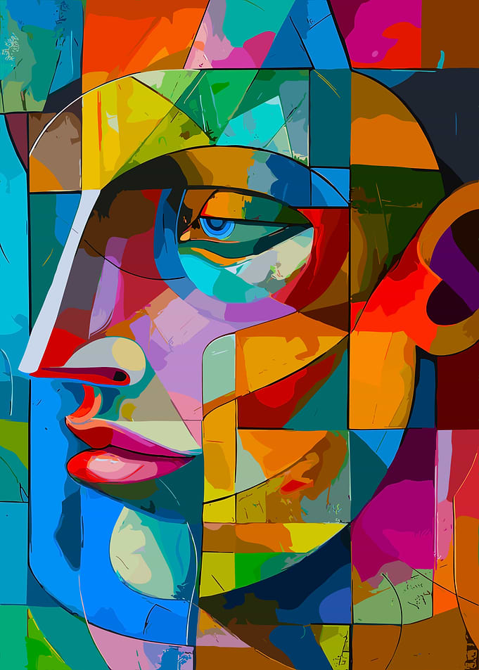 Abstract Geometric Portrait of a Face