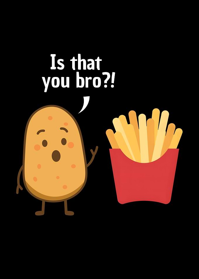 Is That You Bro?! Funny Potato and French Fries Cartoon