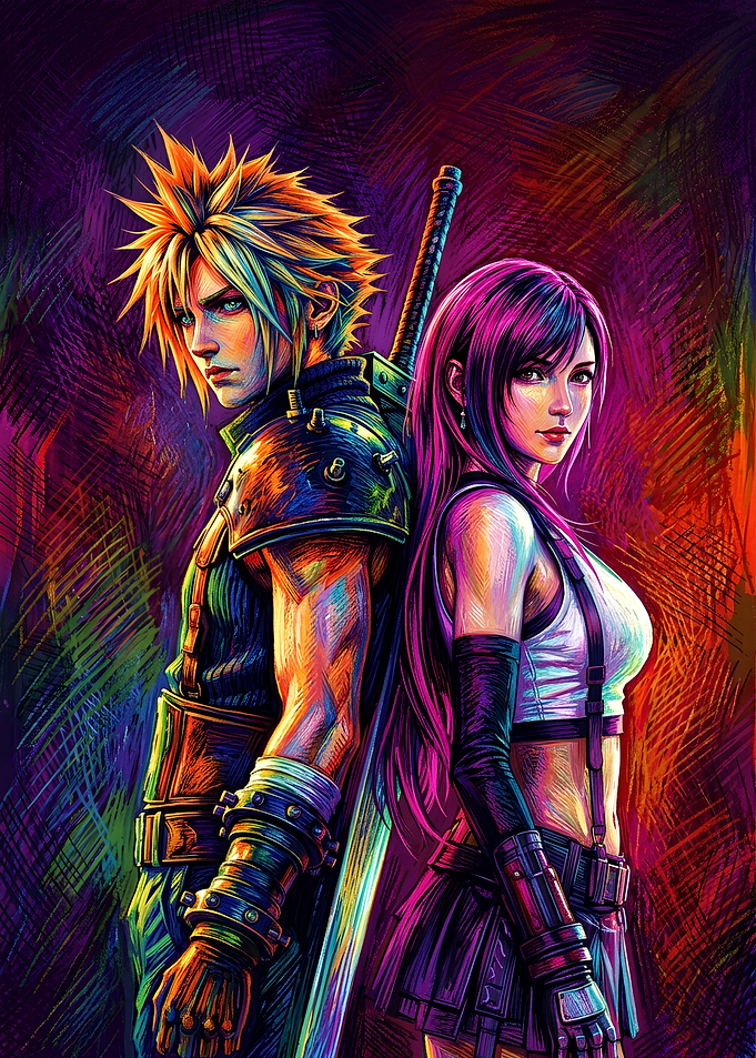 Cloud and Tifa Final Fantasy Portrait