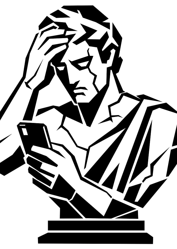 Stressed Classical Statue Using a Smartphone