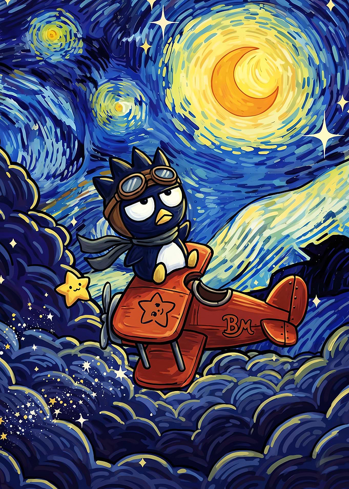 Badtz-Maru Flying in Starry Night