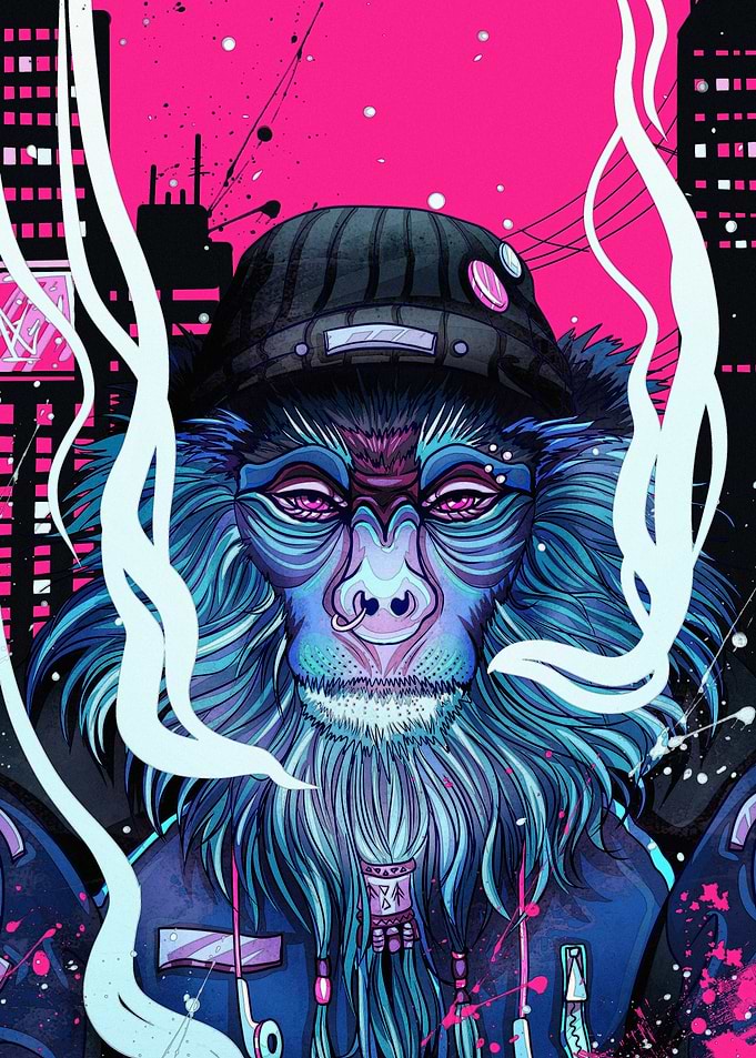 Cyberpunk Monkey Streetwear Portrait