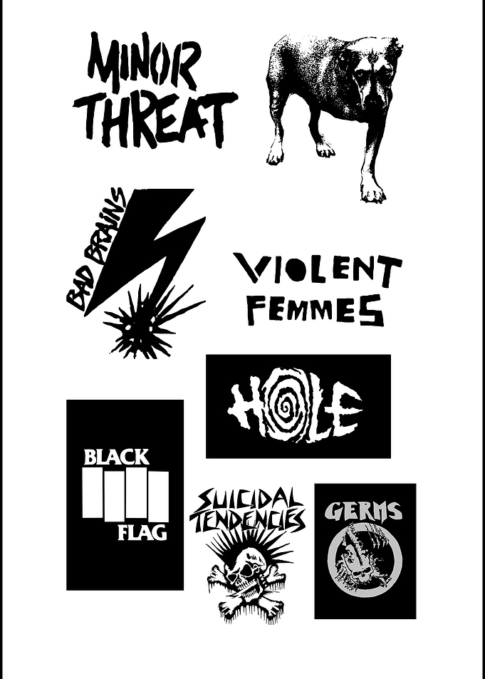 Classic Punk Rock Band Logo Collage