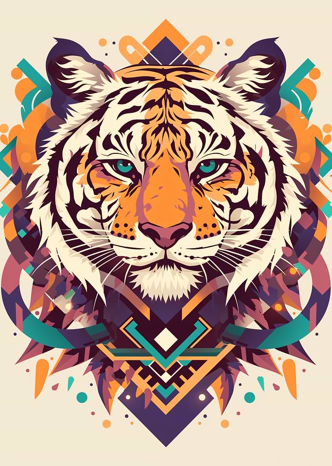 Geometric Tiger Head Illustration