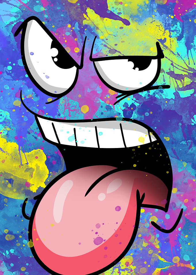 Colorful Cartoon Face With Tongue Out