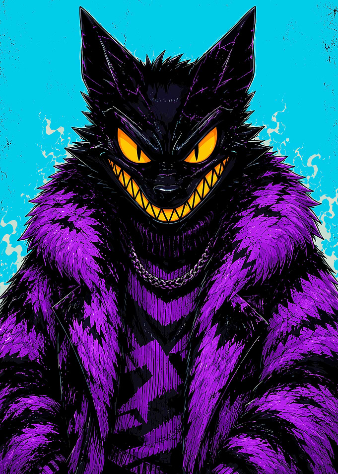 Stylized Purple Wolf Character Portrait