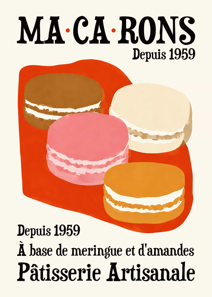 Vintage Style French Macaron Poster