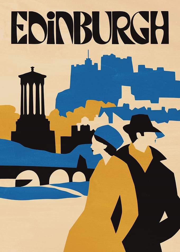 Vintage Edinburgh Travel Poster