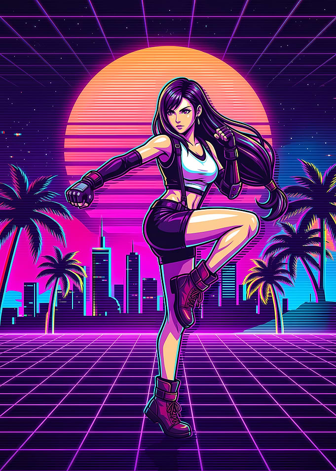 Tifa Lockhart Synthwave Retro Art
