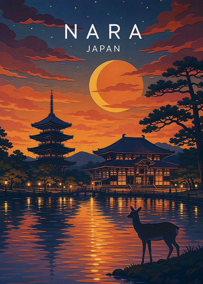 Nara Japan Travel Poster