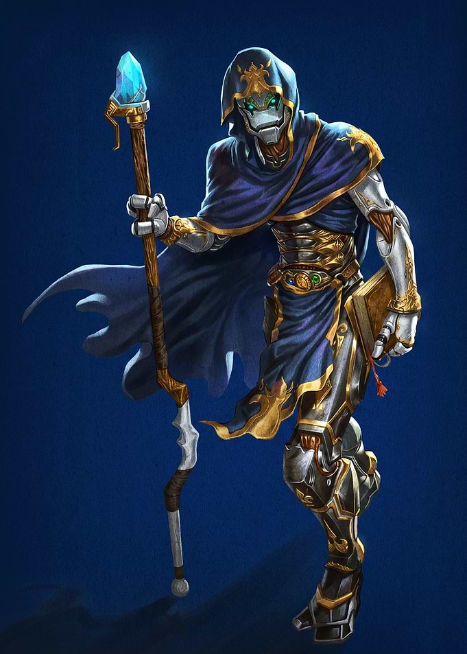 Robotic Mage with Staff and Book